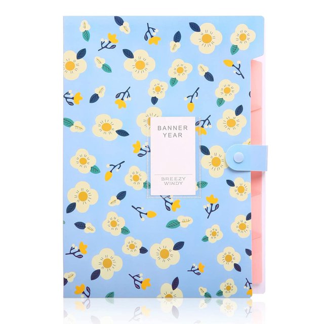6-pocket Expanding File Folder With Floral Print Accordion Document Organizer For A4 Size