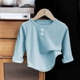 thumbnail image 2 of LOVZFMLL Hauts pour Petites Filles, Blouse de Pyjama Unie Décontractée de Tous les Jours à Boutons devant, Col Rond, Manches Longues, Vêtements d'Automne 4-5 Ans Vêtements pour Filles, 2 of 3