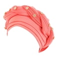 thumbnail image 3 of Harpily Fashion Women Beading Braid Hat Muslim Ruffle Cancer Wrap Cap Sleep Caps Satin Lined Hair Bonnets, 3 of 3