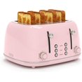 thumbnail image 1 of Toaster 4 Slice, Retro Stainless Toaster with 6 Bread Shade Settings,1.5''Wide Slots Toaster with Cancel/Defrost/Reheat Functions,Dual Independent Control Panel (Pink), 1 of 5