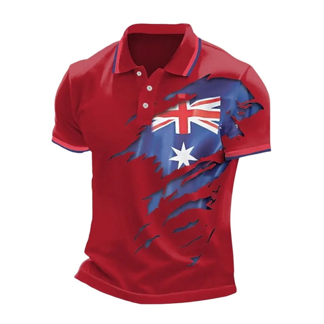 SHIXIAOO Homme Drapeau du Royaume-Uni Jack Imprimé Décontracté Affaires Manches Raglan Bouton Col à Revers Imprimé Festif Célébration Haut Concert T-Shirts pour Hommes T-Shirts pour Hommes Mode Designer Coupe Ajustée Chemises pour Hommes Grande Taille Hommes