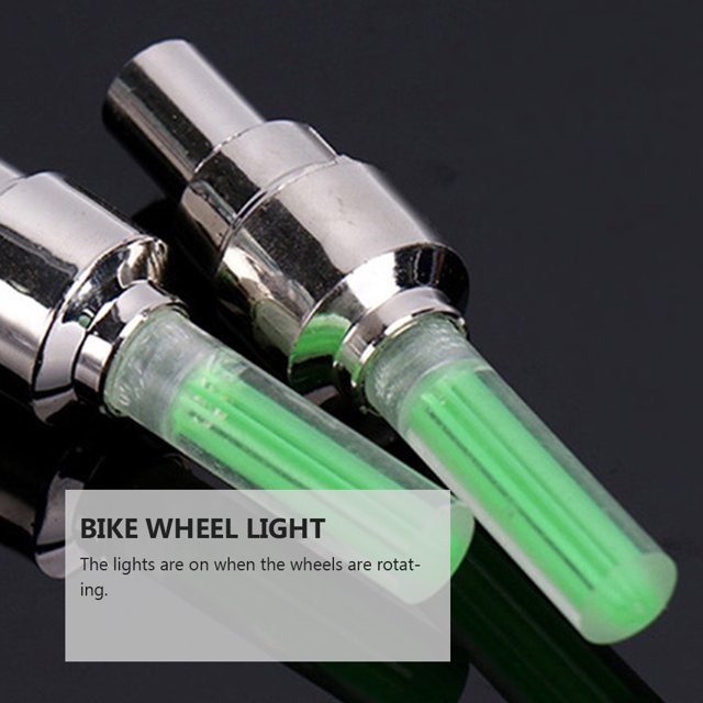 OUNONA 4Pcs LED Bike Wheel Night Light Green Color Lightweight Easy to Use Bike Tire Light for Cyclists