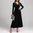 thumbnail image 5 of Enjoytime Robes de Soirée pour Femmes Couleur Unie Col en V Manches Longues Robe Maxi en Velours Doré Tendance Élégante Robes de Soirée Noir G, 5 of 5