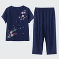 thumbnail image 1 of TIMIFIS Ensembles de Pyjamas pour Femmes 2 Pcs Pyjamas Grande Taille Coton et Lin Haut à Manches Courtes Col Rond Vêtements de Nuit Pyjamas Confortables et Respirants - Printemps/été, 1 of 7
