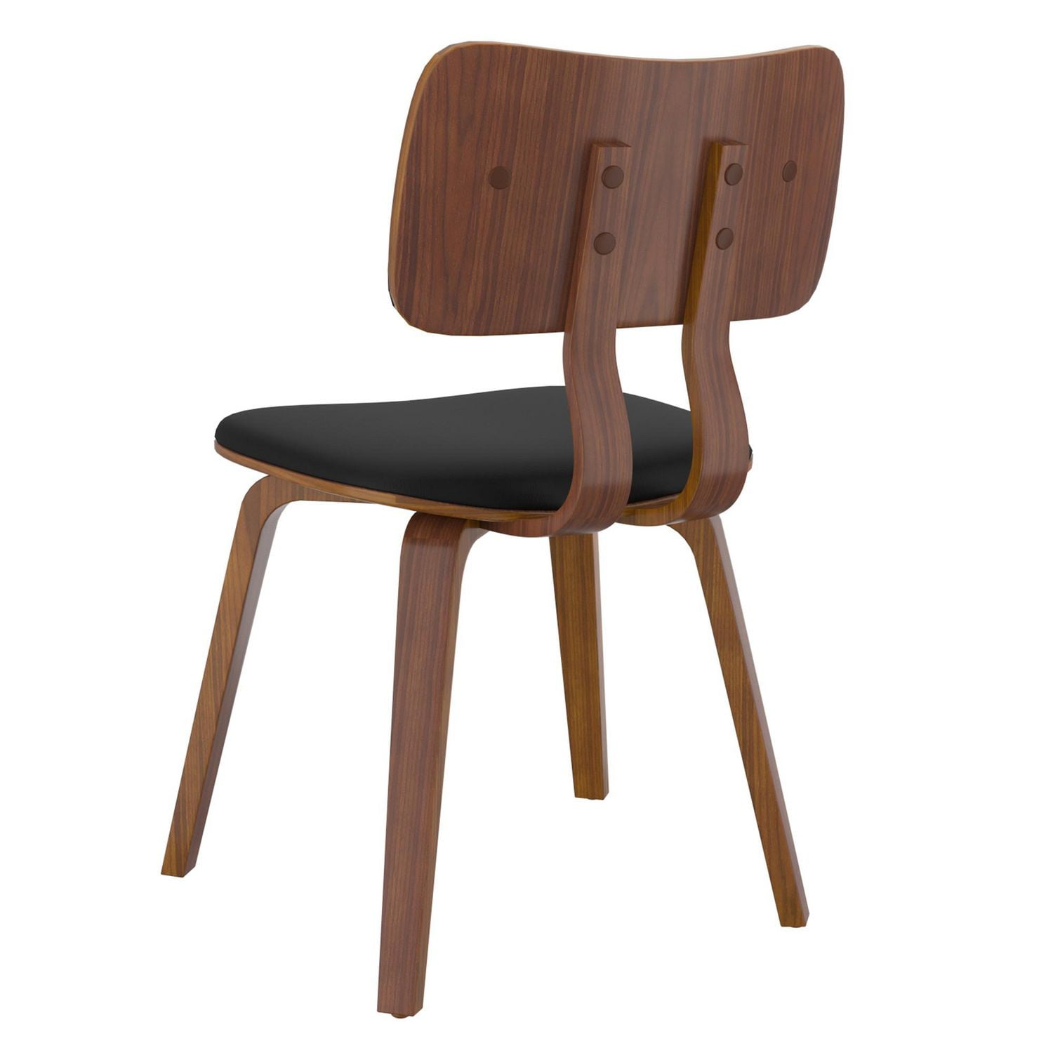 Chaise d’appoint mi-siècle moderne en similicuir et en bois