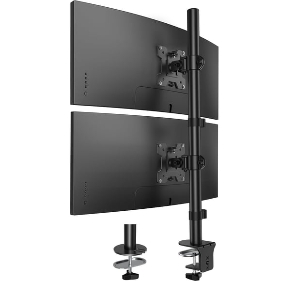 HUANUO Vertical Dual Monitor Mount for 17â??32 Inch Screens, 17.6 lbs Capacity Each, Extra Tall Stacked Monitor Stand with Height Adj