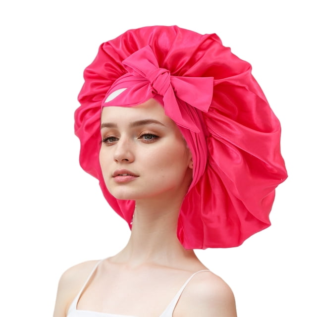 Decodeary Chapeau Rond en Satin Ruban Polyvalent Aide à la Vie Confortable et Respirant Rose Profond Rouge