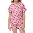 thumbnail image 2 of Luvoko Tween Strawberry Pattern Kids Boys And Girls Pattern Printed Short Sleeve Button Down Pajamas Shorts Set Sleepwear Outfits Kids Set Baby Robe Elephant Tween Girls Robe Kids Bathrobes Size 14, 2 of 4