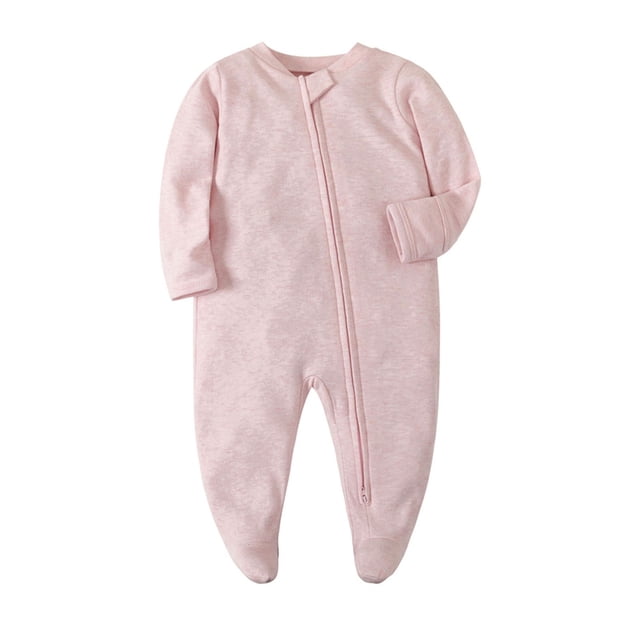 MeetoTime Baby Boys Girls Solid Color Long Sleeve Round Neck Jumpsuit Summer Newborn Infant Long Rompers