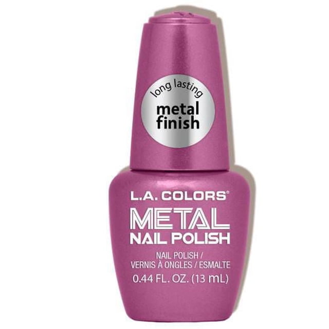 Vernis Métal Foncé - Rose Mimosa par L.A. COLORS, une Bouteille de 0,44 fl oz (13 ml) de Vernis à Ongles Métallique Rose Longue Tenue avec une Finition Métallique Lisse et à Fort Impact, Parfait pour l'Entretien des Ongles et l'Utilisation de Laque, et Convient aux designs d'Art des Ongles Créatifs.