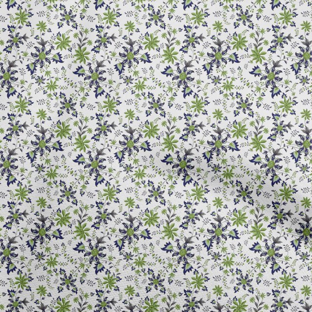 oneOone Georgette Viscose White Fabric Jacobean Floral Sewing Craft Projects Fabric Prints By Yard 42 Inch Wide