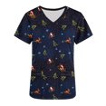 thumbnail image 5 of Hauts de Noël pour Femmes, Imprimé Xmas Drôle, Manches Courtes, Anti-Rides, Col en V, Uniforme de Soins Infirmiers avec Poches, 5 of 5