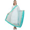 thumbnail image 1 of Phagun Dupatta Longue en Filet de Designer Indien pour Femmes, Foulard Hijab, Jeté - Turquoise, 1 of 5