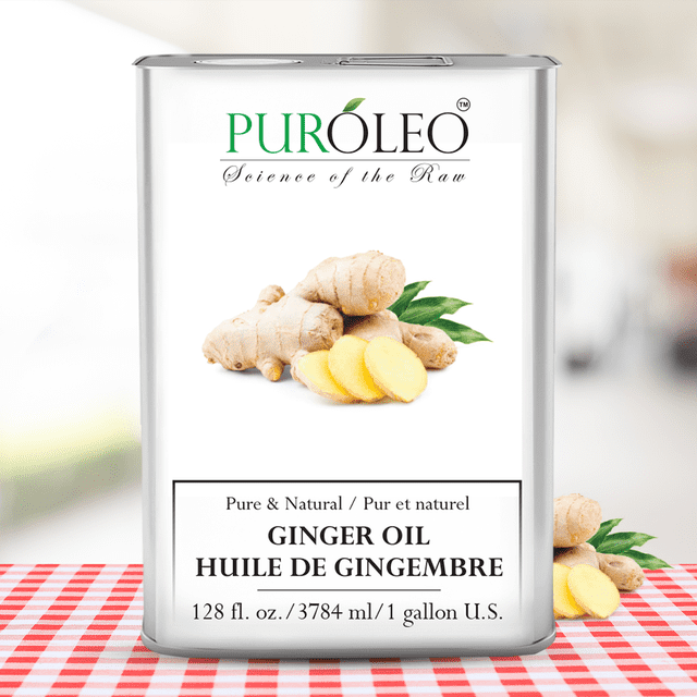 PUROLEO Ginger Essential Oil 128 Fl Oz/3785 ML (Made In Canada) Pure, Natural and Authentic Aromatherapy Oil for Diffuser, Massage and DIY Blends - Soothes, Calms and Energizes