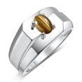 thumbnail image 3 of RYLOS Men's Rings 14K White Gold Ring Classic Solitaire 7X5MM Oval Shape Gemstone Designer Band Tiger Eye November Birthstone Rings For Men Size 12, 3 of 7