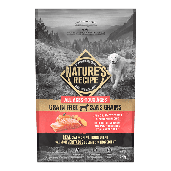 Natures Recipe 5.4KG Grain Free Adult Dog Food, Salmon