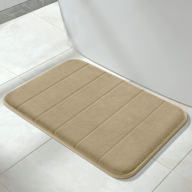 ORUYROP Memory Foam Bath Mat Large Size, Soft and Comfortable, Super Water Absorbent, Non-Slip, Thick, Machine Washable (24 x 17 Inch, Camel)