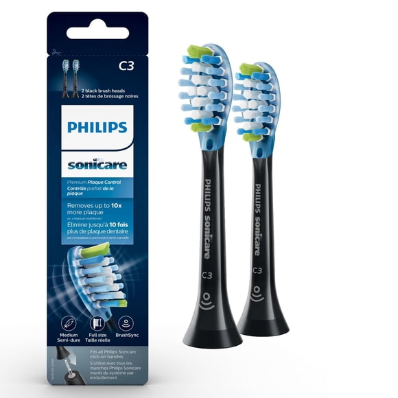 Philips Sonicare Premium Plaque Control Brush Heads, HX9042, Black