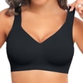 thumbnail image 1 of PoseFree Jelly Bra for Women Seamless Wireless Bra Soft Comfort Full Coverage Supportive Bras, Black M, 1 of 7