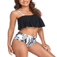 thumbnail image 4 of Family Matching Swimwear Mom and Daughter Patchwork Bra Ruffled Tops with Briefs Swimsuit, 4 of 6