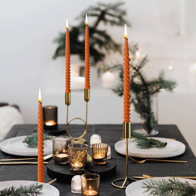 Long Taper Candles for Wedding Centerpieces - 4 Pack Multi-color Dripless Candles for Holiday Decor & Dinner Parties
