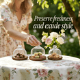 thumbnail image 2 of Mini Glass Dessert Dome with Wooden Base, Clear Display Cloche for Pastries and Cupcakes, Compact Serving Piece for Home Gatherings and Tabletop Decor, 2 of 9