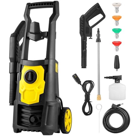 KFFKFF Laveuse Électrique à Pression, 2000 PSI Max (Certifiée ETL) 1,65 GPM Laveuse Électrique avec Boyau de 30 Pi, 5 Buses à Raccordement Rapide, Canon à Mousse, Portable pour Nettoyer les Patios, les Voitures, les Clôtures, les Entrées et les Terrasses