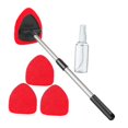 thumbnail image 1 of jinwen Auto Windshield Cleaning Tool Telescopic Handle with 3 Microfiber Pads Reusable for RV SUV Truck Aluminum Rod Multifunctional Red Pads, 1 of 9