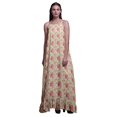 thumbnail image 1 of Bimba White2 Floral Leaves & Peony Vêtements de Nuit pour Femmes Nuisette Imprimée Robe Maxi à Bretelles Spaghetti Tenue de Sommeil Petit, 1 of 5