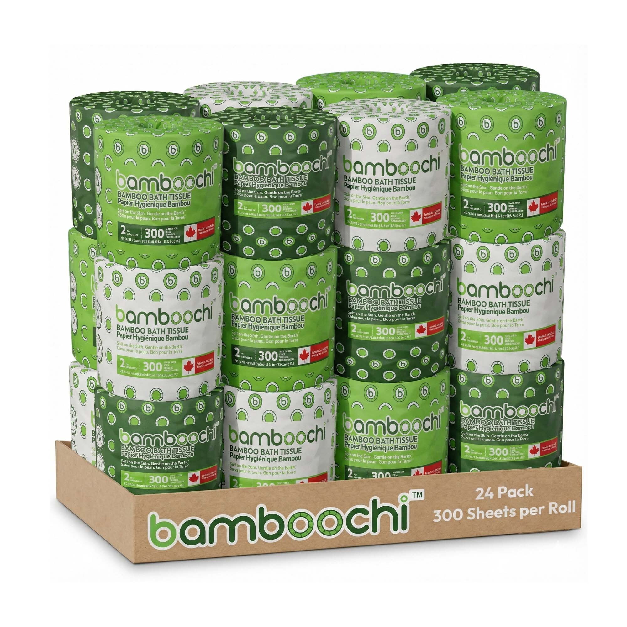 24-Roll Bamboo Toilet Paper, Individually Wrapped 2-Ply Tissue Paper for Home, RV, and Camping, Soft, Strong, Septic Safe, Biodegradable, Sustainable Bathroom Essential