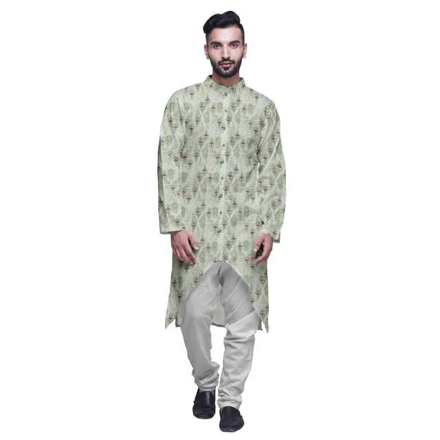 Atasi Long Sleeve Kurta Printed Button Down Asymmetric Designer Kurta For Boys