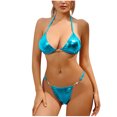thumbnail image 1 of Bikinis Sets for Women Womens Solid Color Split Swimsuit With Gathered Three Point Strap Bikini Split Swimsuit Set, 1 of 1