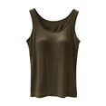 thumbnail image 1 of B91xZ Crop Tops pour Femmes Basique Uni Cami Spaghetti Double Couche Crop Top, Vert S, 1 of 5