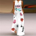 thumbnail image 2 of Robes d'Été pour Femmes 2022 Mode Femme Été Décontractée Imprimé Col en V Aguichant Sans Manches Robes Longues, 2 of 3