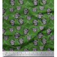 thumbnail image 1 of Soimoi Green Modal Satin Fabric Life Begins After Coffee Text Print Sewing Fabric Yard 42 Inch Wide, 1 of 5