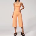 thumbnail image 1 of PISONIC Womens Workout Sets Two Piece Spaghetti Straps Tank Top Matching Wide Leg Capri Pants Gym Work Pilates Outfits, 1 of 7