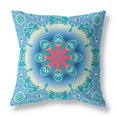 thumbnail image 1 of HomeRoots 410916 18 in. Turquoise & Rose Bijou Intérieur & Extérieur Zippé Throw Oreiller & 44; Bleu & Rouge, 1 of 1