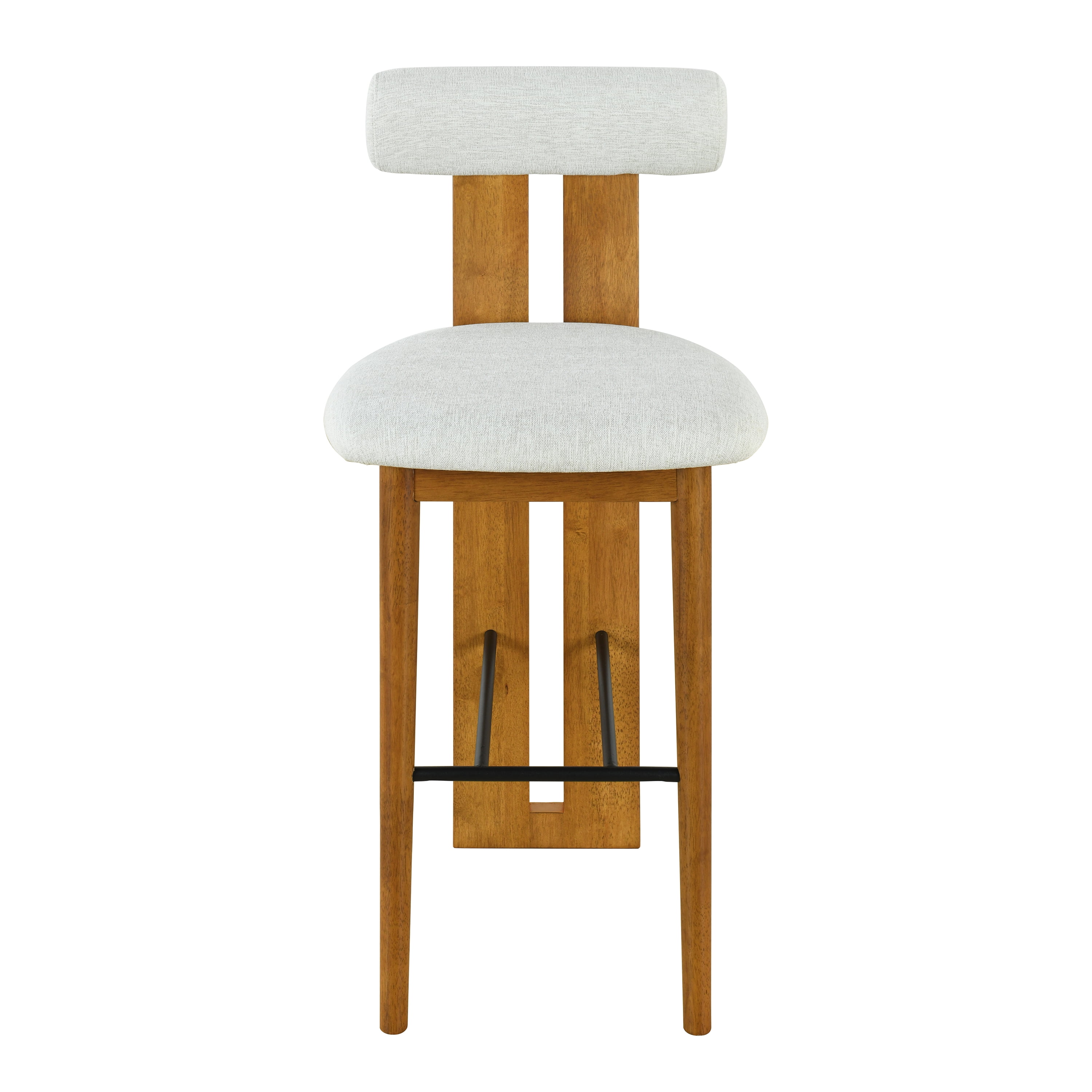 Ensemble de 4 tabourets de bar modernes Renée de Noble House, siège rembourré ivoire, noyer et ivoire