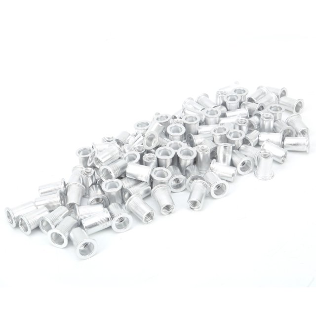 Pull Riveting Nuts, 100 Pcs Aluminum Galvanized Flat Head Threaded Insert Nut Vertical Hardware Accessories