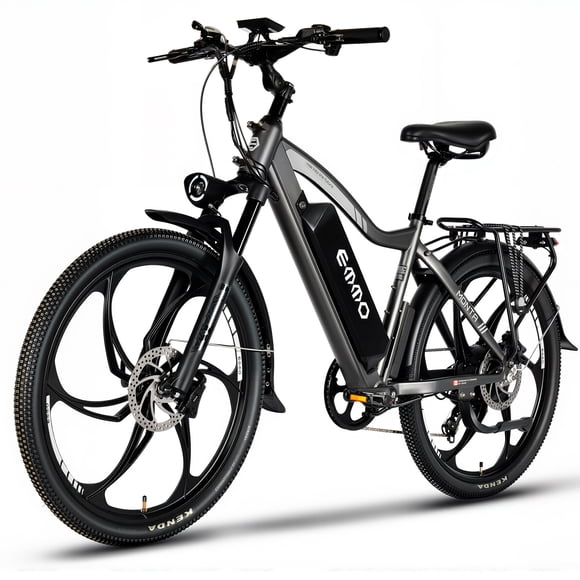 EMMO Monta Pro Electric Bike for Adults - 48V 748Wh UL Certified 26" Mountain Commuter Ebike - Grey - Turn Signals, Dual Suspension