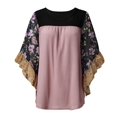 thumbnail image 5 of Huaizzzy Femmes Mode Manches Chauve-Souris Agencement de Couleurs Imprimé Léopard Floral T-Shirt à Manches Mi-Longues T-Shirts à Manches Longues pour Femmes T-Shirts Graphiques pour Femmes Chemises pour Femme Chemises d'Été Cache la Sueur Col Roulé, 5 of 5