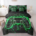 thumbnail image 1 of Neon Honeycomb Bed in a Bag Queen Comforter Set 7 Piece,Gamer Gamepad Bedding Sets Video Game Controller Gaming Sheet Set with Comforter,2 Pillowcases,2 Throw Pillow Covers, 1 of 5