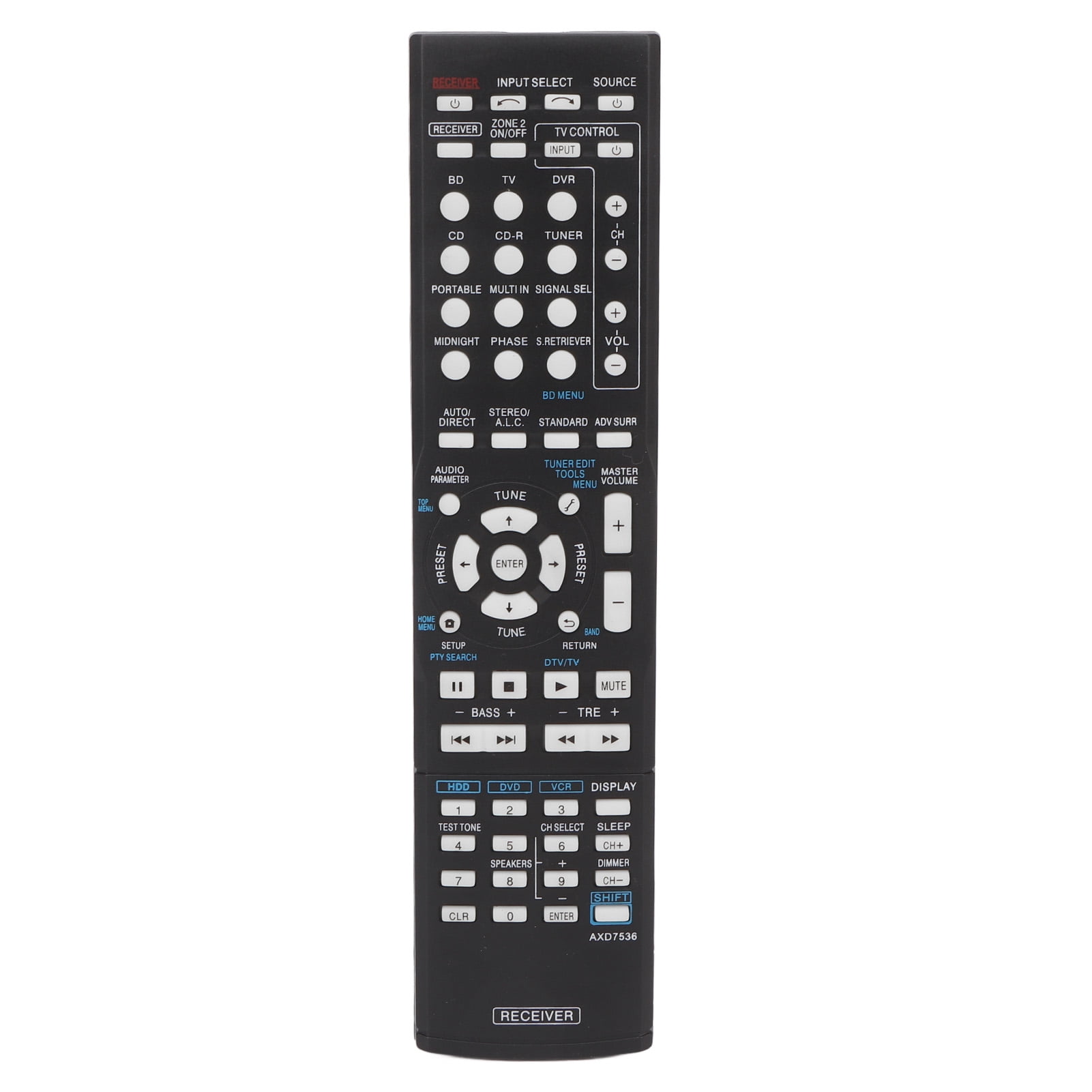 AV Receiver Remote Control, AXD7536 Remote Control Comfortable Grip Universal  For AXD7536 For VSX 423 K For AXD7501
