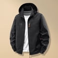 thumbnail image 2 of Sentmoon Thermal Jacket for Men Solid Color Long Sleeve Hooded Neck Mens Winter Coat Oversized Zipper Windbreaker Men Fall Clothes with Pockets Soft and Comfortable for Climbing and Hiking, 2 of 9