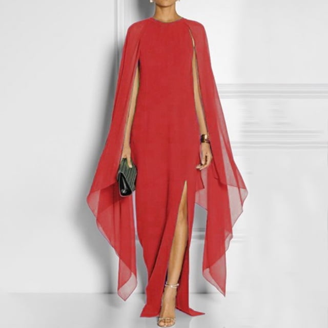 Meichang Robes Maxi Formelles pour Femmes Invitées de Mariage Robe Fendue Grande Taille Robes Moulantes Fluide Évasée Robe Longue en Mousseline Robe de Soirée Robe de Bal