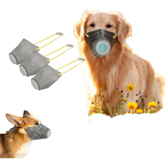 Masque à Gaz et Buse Réglables pour Chien – Filtre à Air Réutilisable et Respirant avec Filtres Remplaçables pour Grands et Petits Chiens – Anti-Buée, Fumée, Protection contre la Pollution-L*3 Pcs