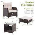 thumbnail image 3 of Costway Ensemble de Conversation de Patio 5 Pcs avec 2 Chaises 2 Ottomans & 1 Table Basse pour Jardin Beige, 3 of 10