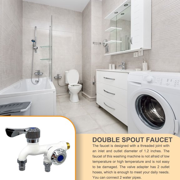 Robinet de Machine à Laver Salle de Bain Jardin Buanderie Laveuse Robinet d'Eau Résistant à la Température Séparateur en Plastique Inverseur d'Évier Adaptateur Blanc