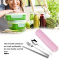 thumbnail image 4 of Hi,Fancy Portable Chopsticks Spoon Fork Set Stainless Steel Student Office Cutlery with Storage Box, Smile, Pink, 3Pcs, 4 of 8