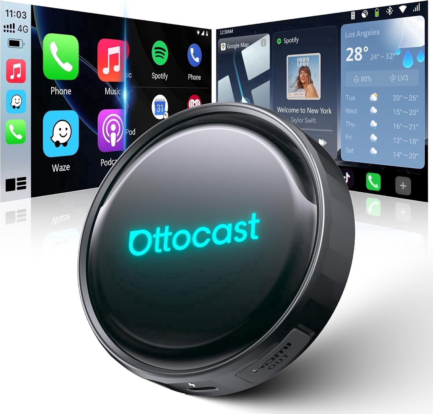 Ottocast P3 PRO CarPlay AI Box,Wireless CarPlay & Android Auto